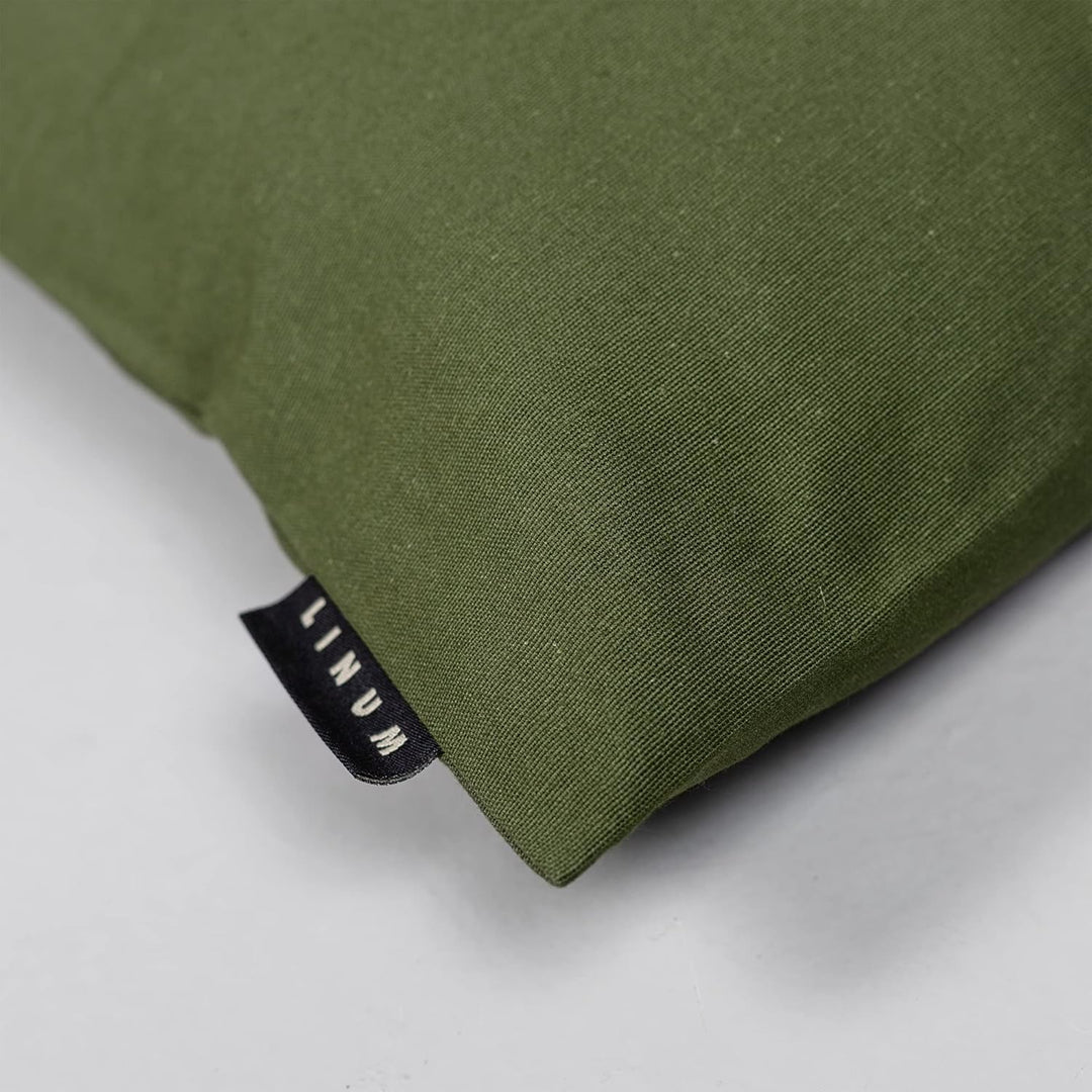 LINUM Annabell Elegant Kissenhülle 40x40 cm 2er-Pack, 100% Baumwolle, Maschinenwaschbar, Dunkel Oliv