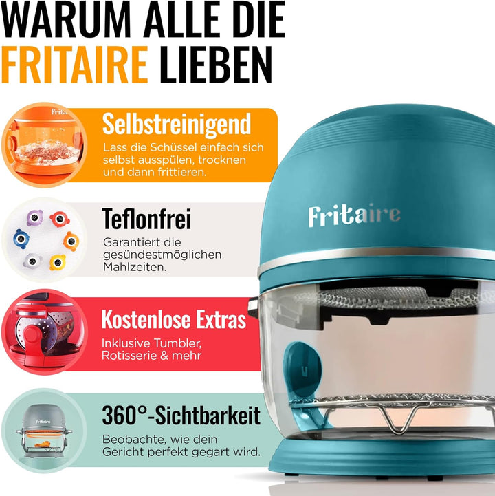 Fritaire Ungiftiger Glas-Airfryer™, 5L – 360° Sicht, Selbstreinigung, 400°F Heissluft-Vortex für gle