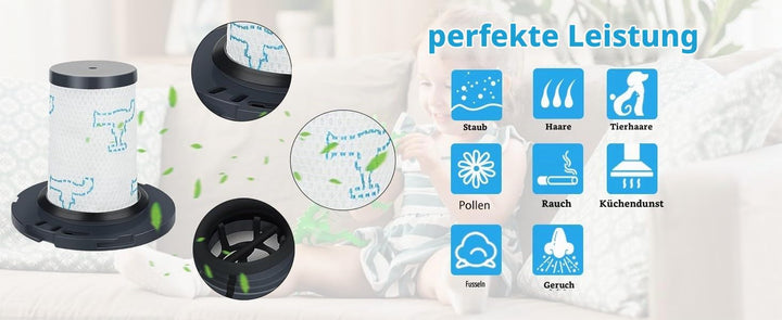 HEPA Filter für Rowenta X-Force Flex 11.60 / X-Force Flex 14.60/15.60 Akku-Staubsauger ，Filter Ersat