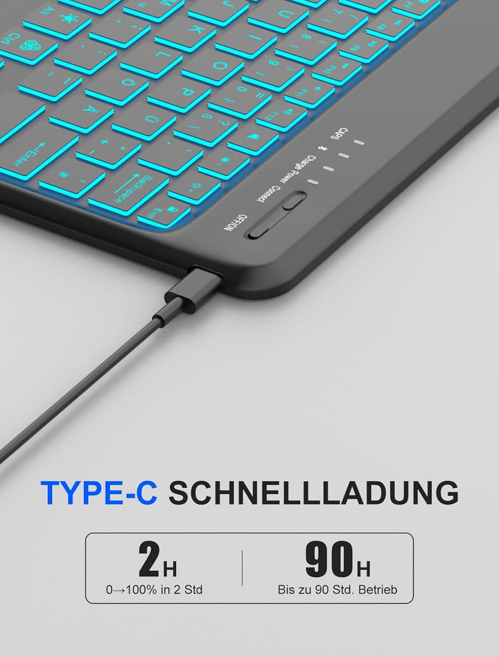 JADEMALL Hülle mit Tastatur für Lenovo Idea Tab Plus 12,1 Zoll (2025) TB361FU/TB361ZU, QWERTZ Deutsc
