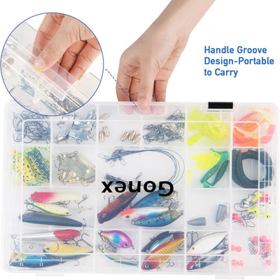 Gonex Köderboxen Angeln, Tackle Boxes 3/4 Stück, Transparente Kunststoff Angelbox mit Verstellbaren