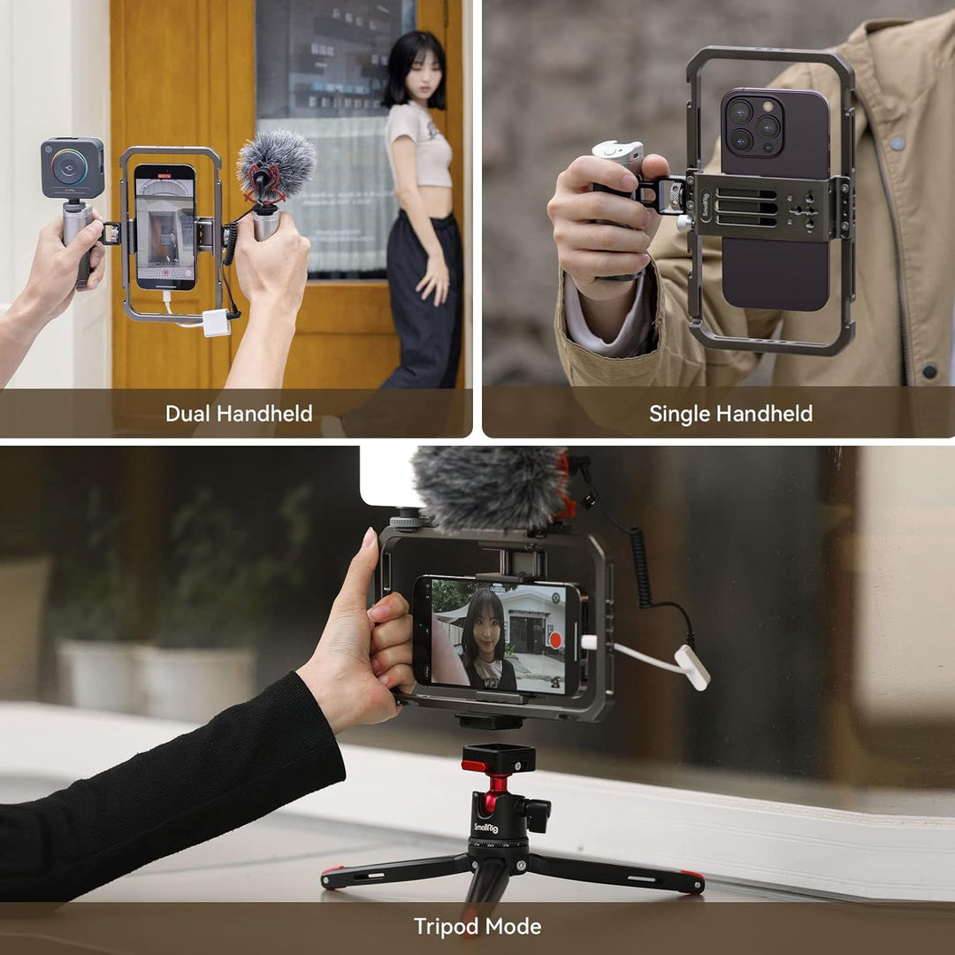 SMALLRIG Universal Phone Video Rig Kit für Vlogger Video Creators, Aluminium-Handheld-Kit für iPhone