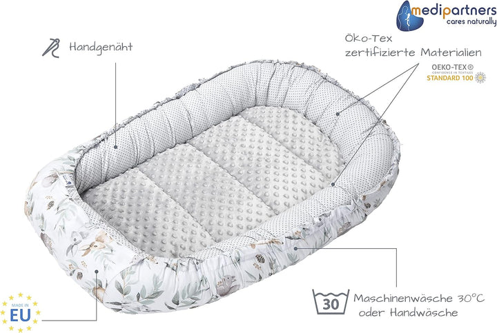 Medi Partners Babynest Kuschelnest Babynestchen 100% Baumwolle Nestchen Reisebett für Babys Säugling