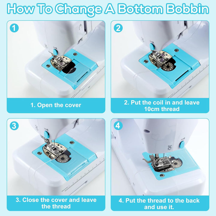 Elektrische Handnähmaschine für Anfänger DIY Werkzeug Geschenk, 12 automatische Nähmuster Geschwindi