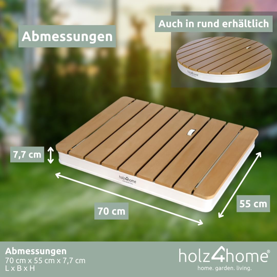 holz4home® Bodendusche als Gartendusche oder Pooldusche I Eckig aus WPC und Aluminium I Höhenverstel