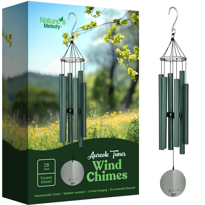 Nature's Melody Aureole Tunes Windspiel – Outdoor-Windspiel mit 6 Röhren, in B-Pentatonik gestimmt,