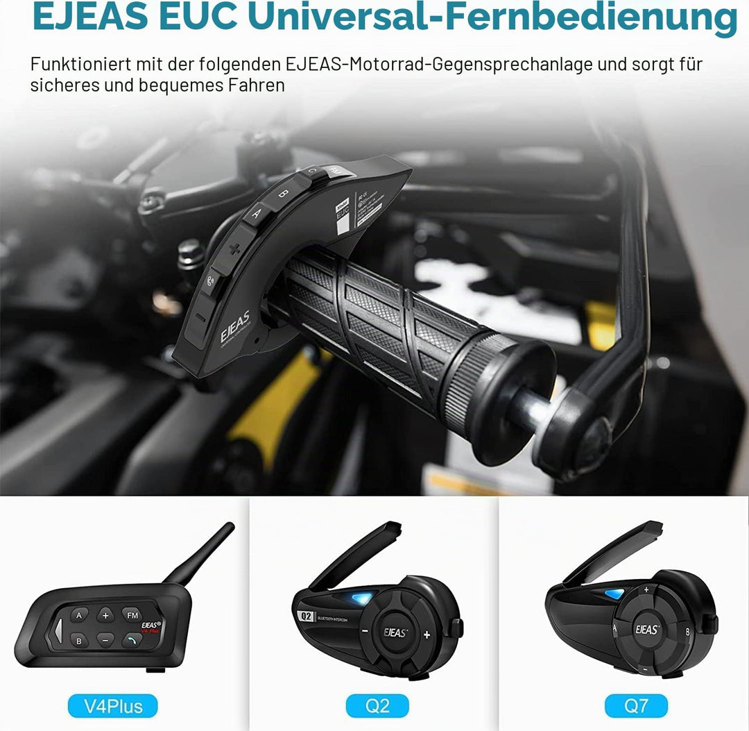 EJEAS EUC Motorrad-Fernbedienungsgriff Wird verwendet, Q2/Q7/V4 Plus/Q4 Motorradhelm Bluetooth-Gegen