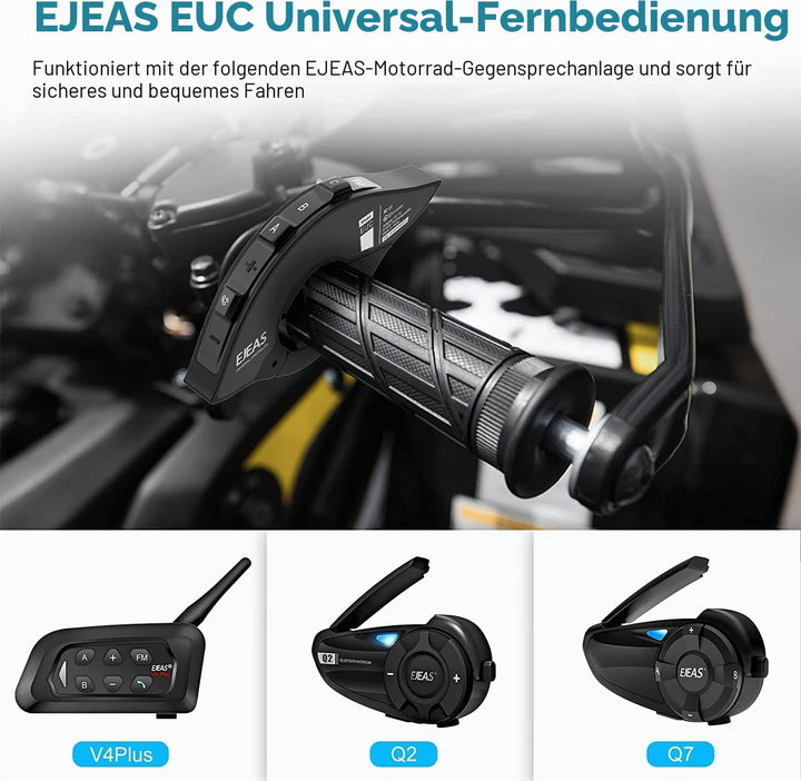 EJEAS EUC Motorrad-Fernbedienungsgriff Wird verwendet, Q2/Q7/V4 Plus/Q4 Motorradhelm Bluetooth-Gegen