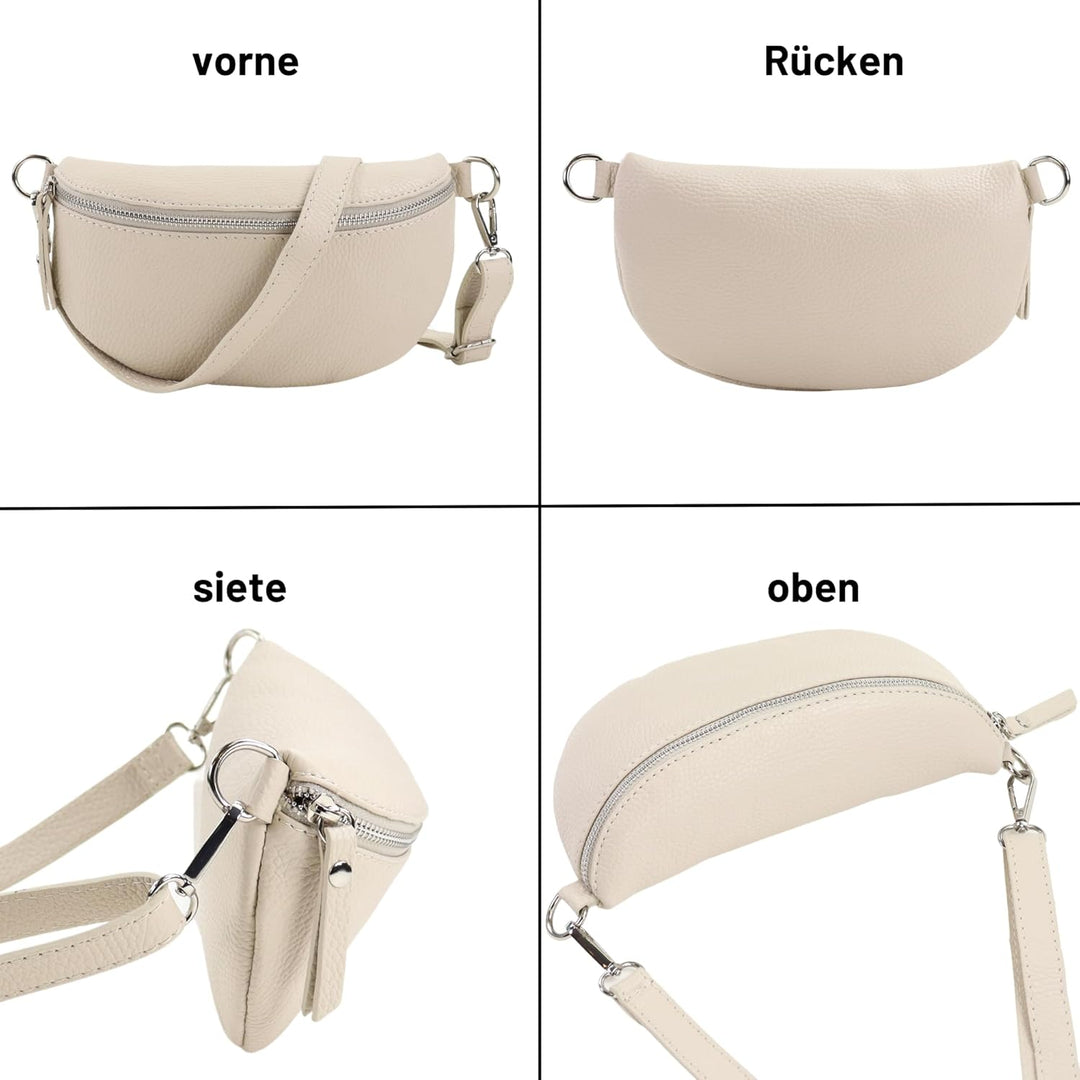 Blade Bauchtasche Damen Echtleder, stylische Gürteltasche Damen mit 2 gemusterten und Leder abnehmba