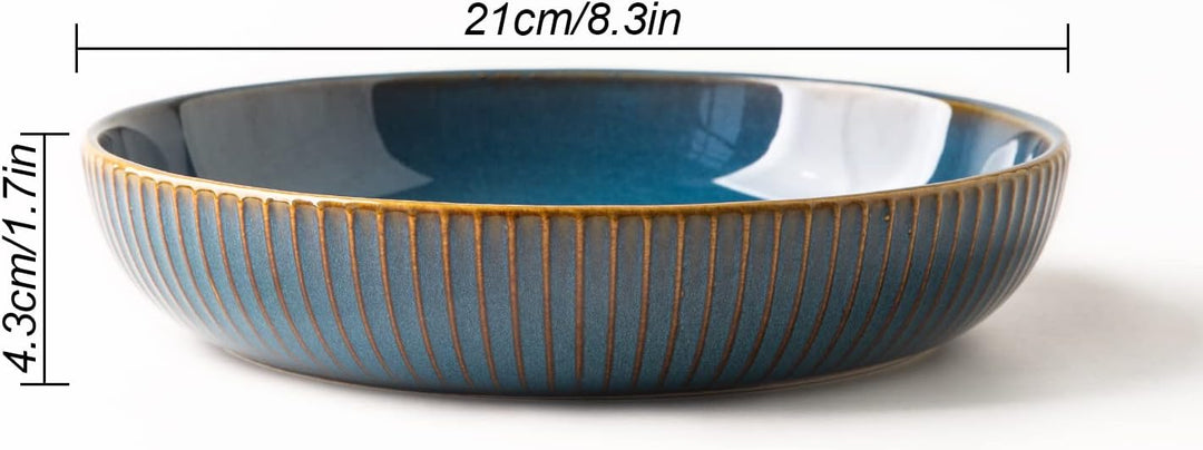 CSYY Pastateller aus Keramik, Gross Suppenteller Oder Speiseteller, Premium Porzellan 21cm Blau(2PCS