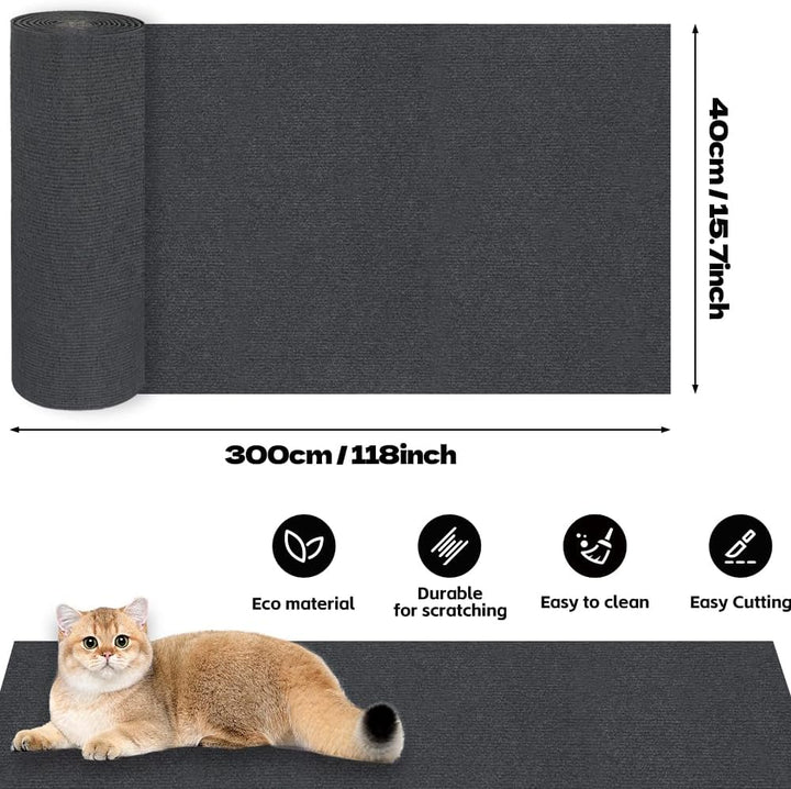 Katze Kratzmatte Selbstklebend 300cmx40cm, Kratzbretter Kratzschutz für Sofa, Trimmbare DIY Kratzbre