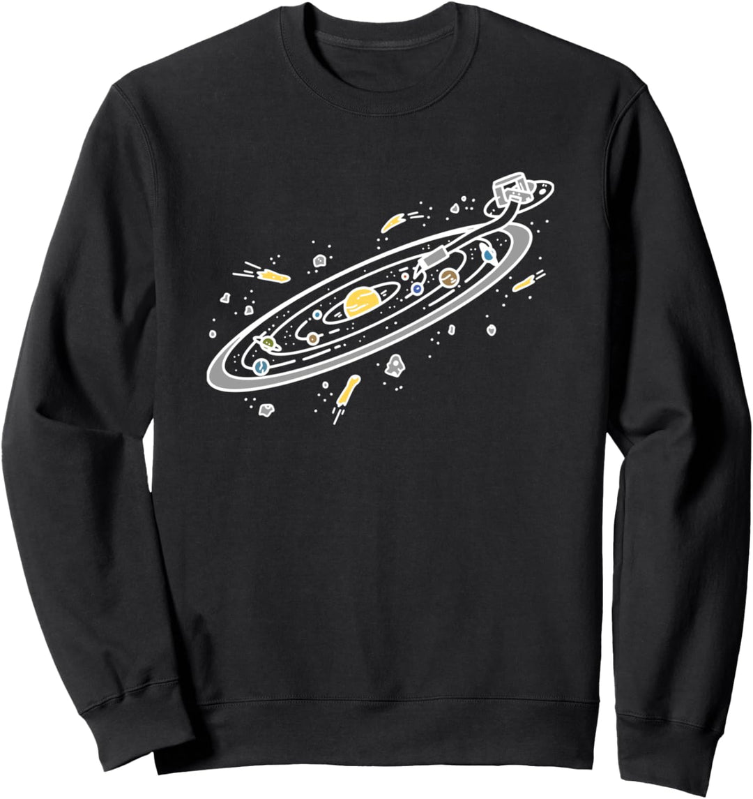 Vinyl Sonnensystem Plattenspieler Analog DJ Nerd Acid Sweatshirt