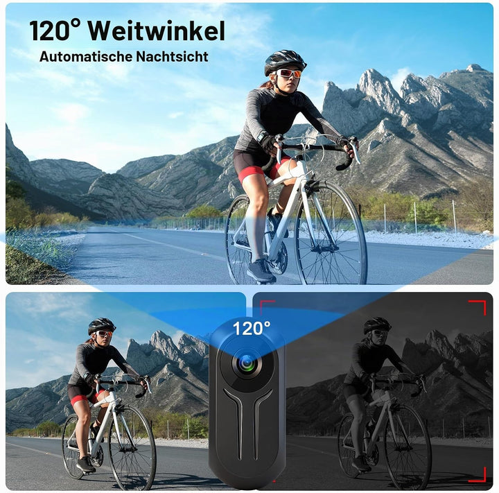 Mini Action Kamera,1080P HD Mini Bodycam mit Anzeige,360 ° Tragbare Action Cam mit Magnetisches Schl