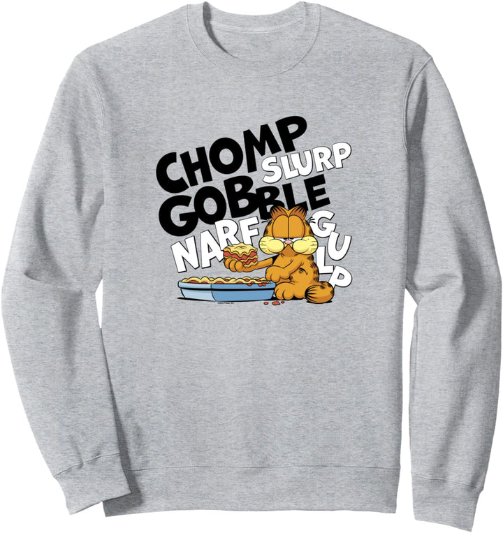 Garfield Eating Lasagna Chomp Gobble Gulp Slurp Sweatshirt