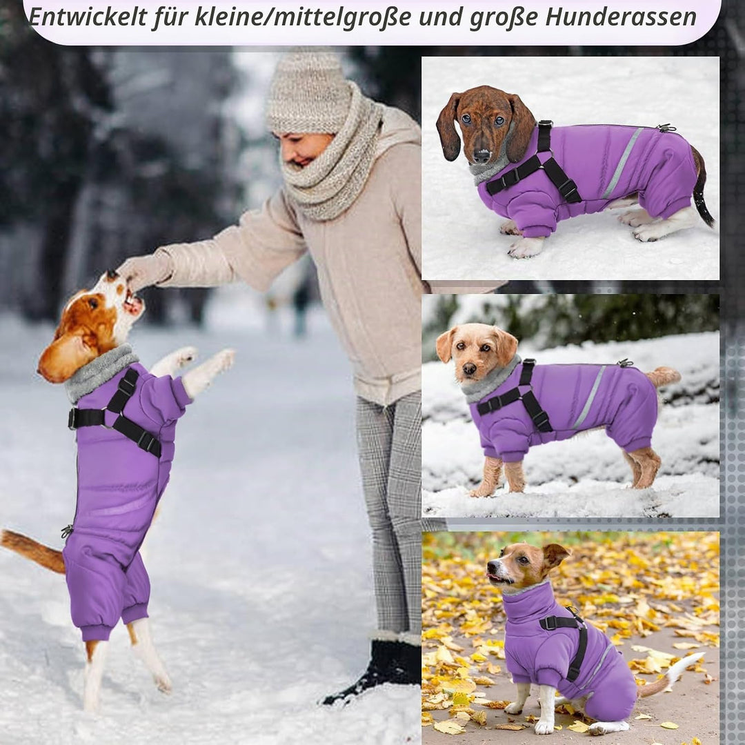 Wasserdichter Hundemantel, Hundejacke mit Geschirr, Wintermantel Hund für kleine Mittel Grosse Hunde