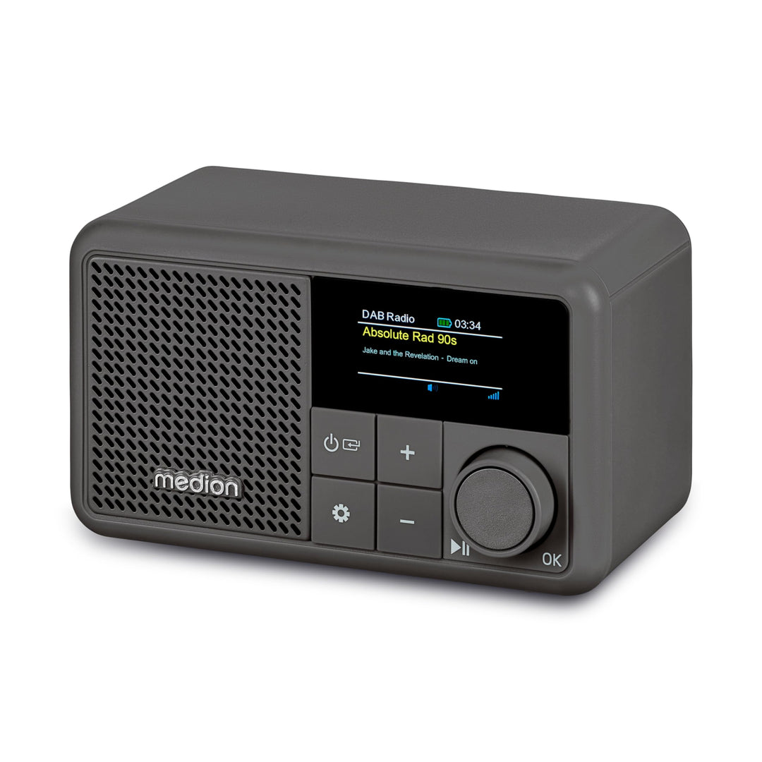 MEDION S66822 Tragbares Mini DAB+ Radio mit Bluetooth (Akku, dimmbares Farbdisplay, Teleskopantenne,