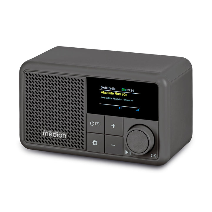MEDION S66822 Tragbares Mini DAB+ Radio mit Bluetooth (Akku, dimmbares Farbdisplay, Teleskopantenne,