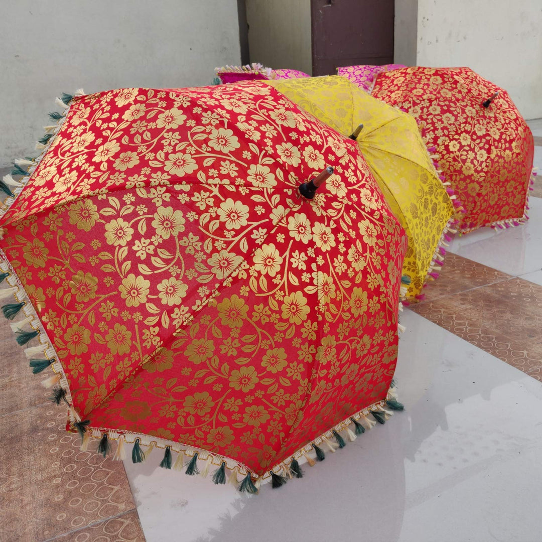 Worldoftextile 5 Stück gemischte indische Hochzeits-Regenschirme, handgefertigt, Vintage-Sonnenschir
