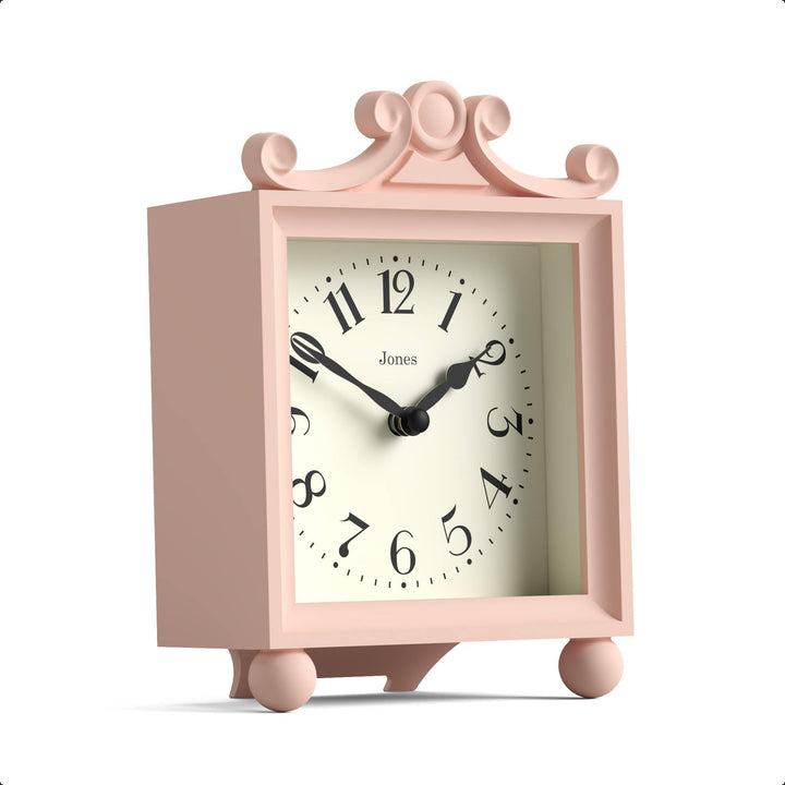 JONES CLOCKS® Parlour Kaminsims Uhr | Klein Klassische Kutschenuhr | Rosa | Elegantes quadratisches