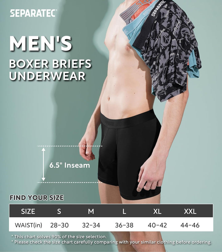 Separatec Herren Boxershorts Mehrfachpack Doppelbeutel Dual Pouch, Bambus Unterhosen Männer, Stretck