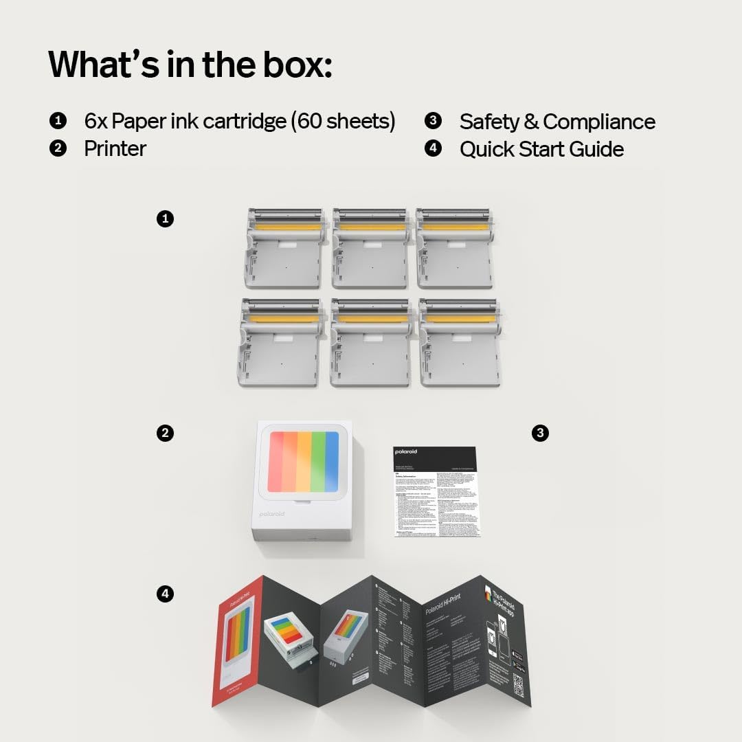 Polaroid - Bundle HiPrint 3x3 (7.6 cm x 7.6 cm) Pocket Bluetooth Fotodrucker Weiss + 60 Blatt (6647)