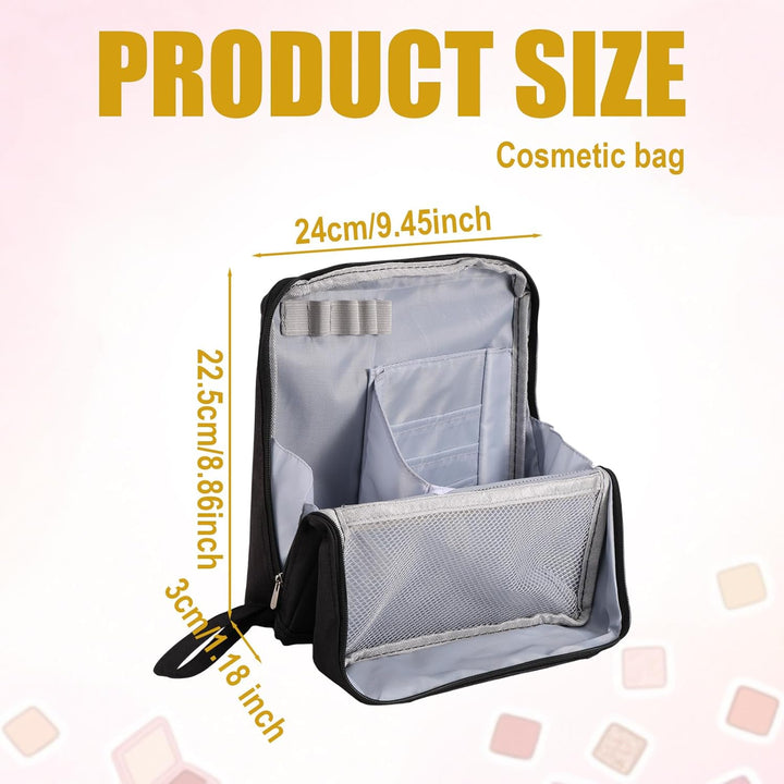 Stehende Make-up-Tasche, Grosses Fassungsvermögen Kosmetiktasche mit Fächern Reise-Make-up-Organizer