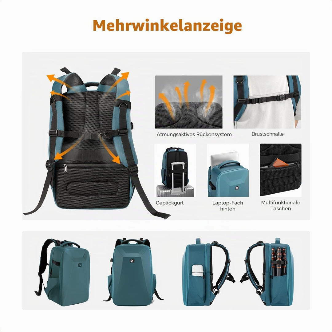 K&amp;F Concept Kamerarucksack Fotorucksack mit Hartschale Kameratasche mit 15,6-Zoll-Laptopfach und Reg