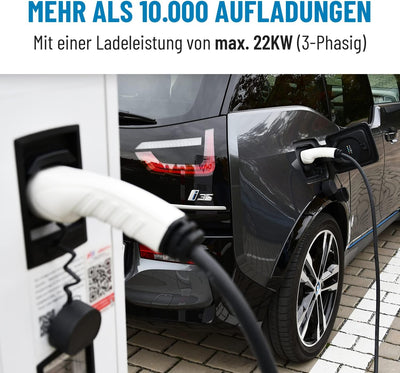 ABSINA Typ 2 Ladekabel 22kW & 32A für Hybrid & Elektroauto - 7,5 Meter Auto Ladekabel Typ2 3 phasig