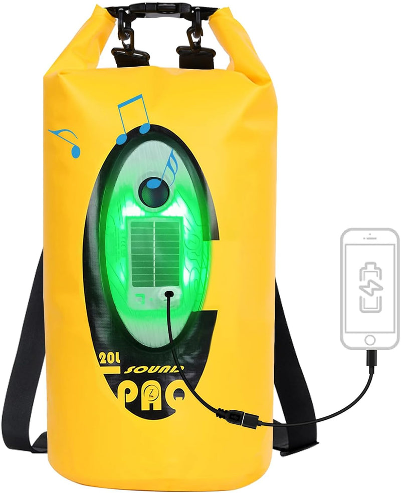 Qoolife Dry Bag Und Wasserdichter Rucksack mit Bluetooth-Lautsprecher- 20L Seesack Wasserdicht mit B