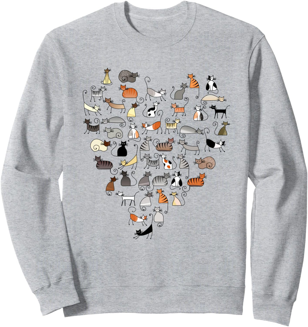 50 Katzen Bunte Katzen Familie Damen Sweatshirt