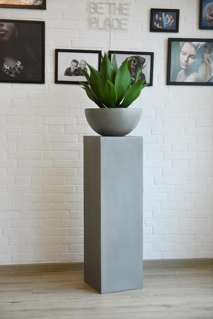 VIVANNO Podest Deko-Säule Stele Blumenständer Fiberglas Betonoptik Grau 30x30x100 30x30x100 cm Beton