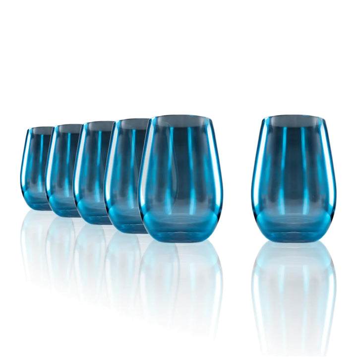 Stölzle Lausitz Longdrinkbecher Mirror Blau / 6er Set Trinkgläser/Cocktailgläser/hochwertiges Longdr