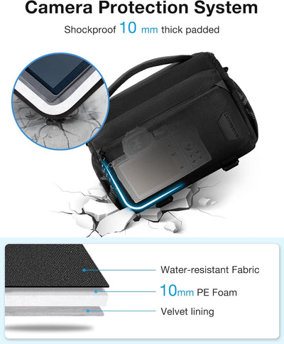 bagsmart SLR DSLR Kameratasche Wasserdicht Fototasche für Spiegelreflexkamera mit Regenhülle, Kleine