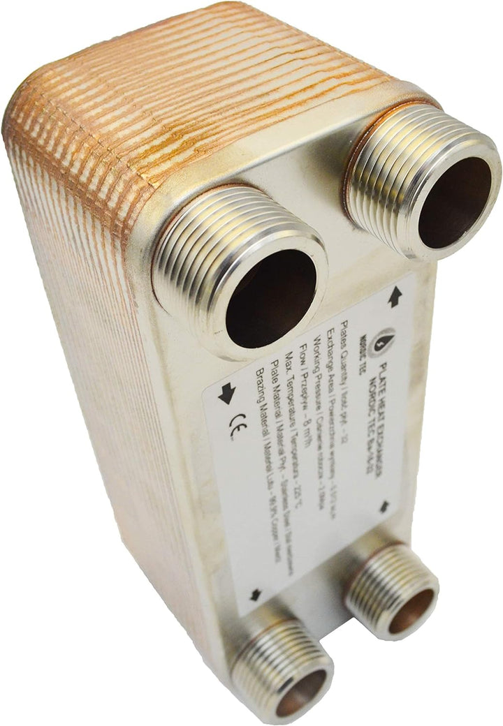 Edelstahl Plattenwärmetauscher Nordic Tec Ba-16-32 Wärmetauscher 32 Platten 130kW 1” mit Isolierung