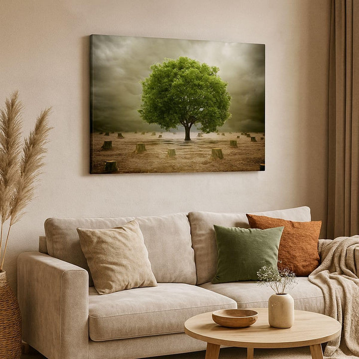 Bilder auf Leinwand 100x70cm Leinwandbild mit Rahmen Baum Feld Umwelt Gross Wanddeko Bild Schlafzimm