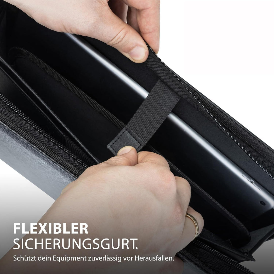 Vebon® Schreibmappe A4 gross Rom I Doppel Reissverschluss + Klemmbrett I Konferenzmappe + Laptoptasc