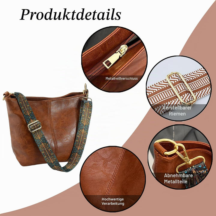 Huwzder Hobo Bags Veganes Leder Crossbody Tasche Gitarrengurt Schultergeldbörsen mit Reissverschluss