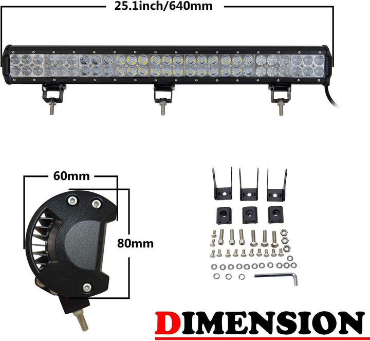 SKYWORLD LED Arbeitsscheinwerfer Bar 25 zoll 64cm 162W Zusatzscheinwerfer 12V 24V Auto Scheinwerfer
