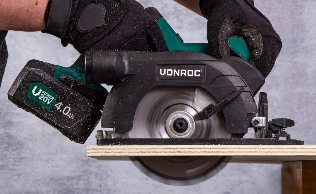 VONROC Handkreissäge Akku 20V - Akku Kreissäge 150mm, Säge inkl. Laserführung & Staubabsaugung - Ohn