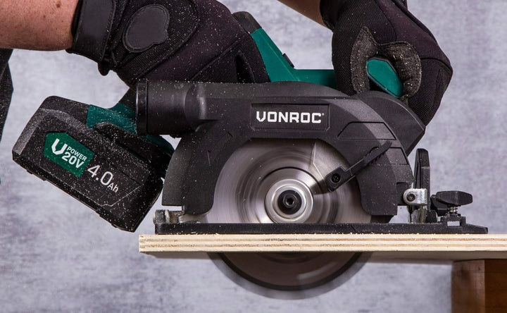 VONROC Handkreissäge Akku 20V - Akku Kreissäge 150mm, Säge inkl. Laserführung & Staubabsaugung - Ohn