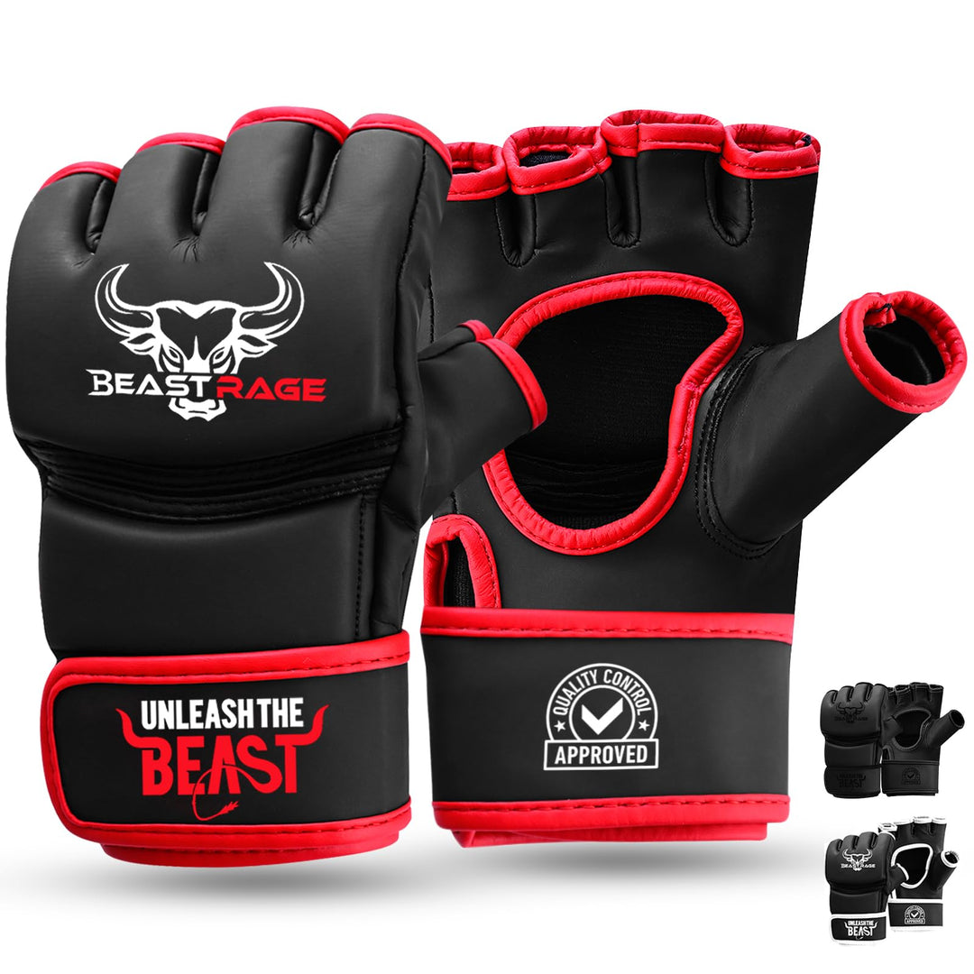 BEASTRAGE MMA Handschuhe für Männer und Frauen,Martial Arts Mitts Grappling Sparring,Ventilated Palm