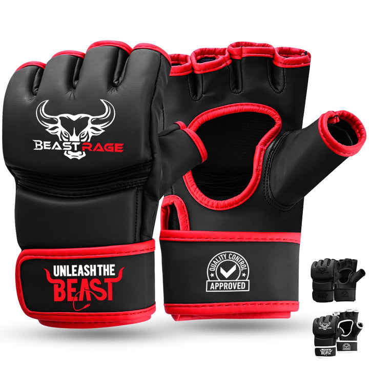 BEASTRAGE MMA Handschuhe für Männer und Frauen,Martial Arts Mitts Grappling Sparring,Ventilated Palm