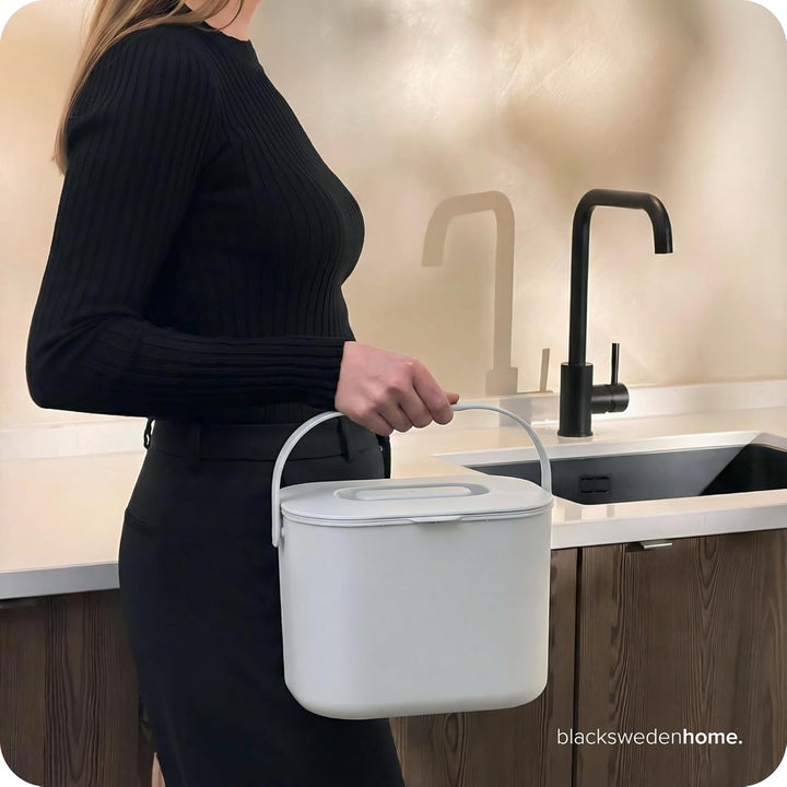 blackswedenhome. Biomülleimer Küche - 7L - Design Komposteimer mit Sieb - Bio-Mülleimer Geruchsdicht