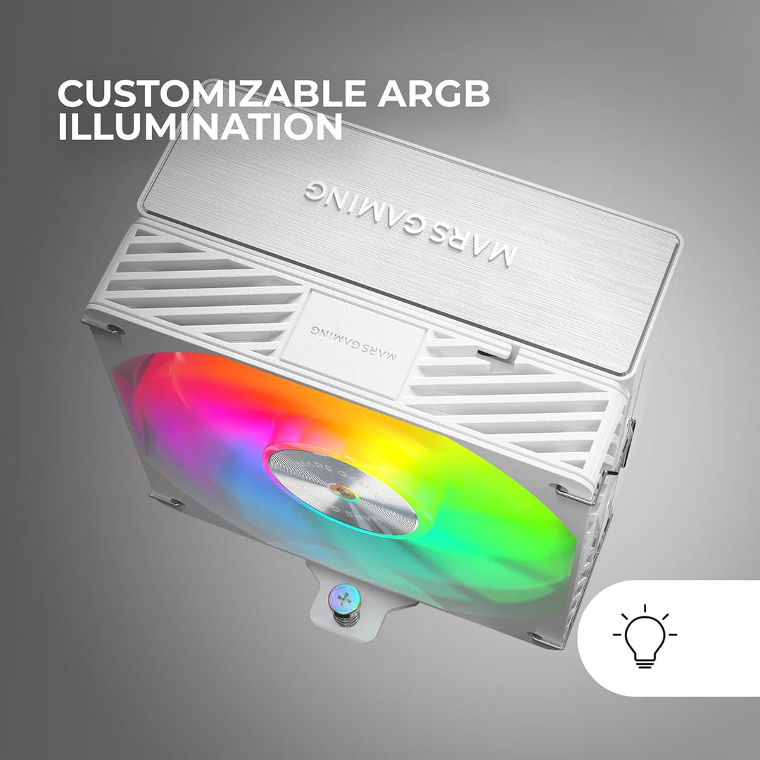 MARS GAMING MCPU-X5ARGB, CPU-Kühler 280W TDP, 5x HCT-Heatpipes der Neuen Generation, PWM-Lüfter SI E
