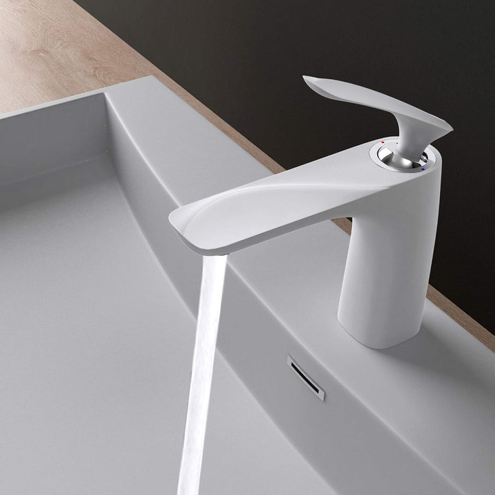 Mai &amp; Mai Armatur Wasserhahn Bad Weiss WAM-7201 | Waschbeckenarmatur 16.5cm hoch | Badinstallationen