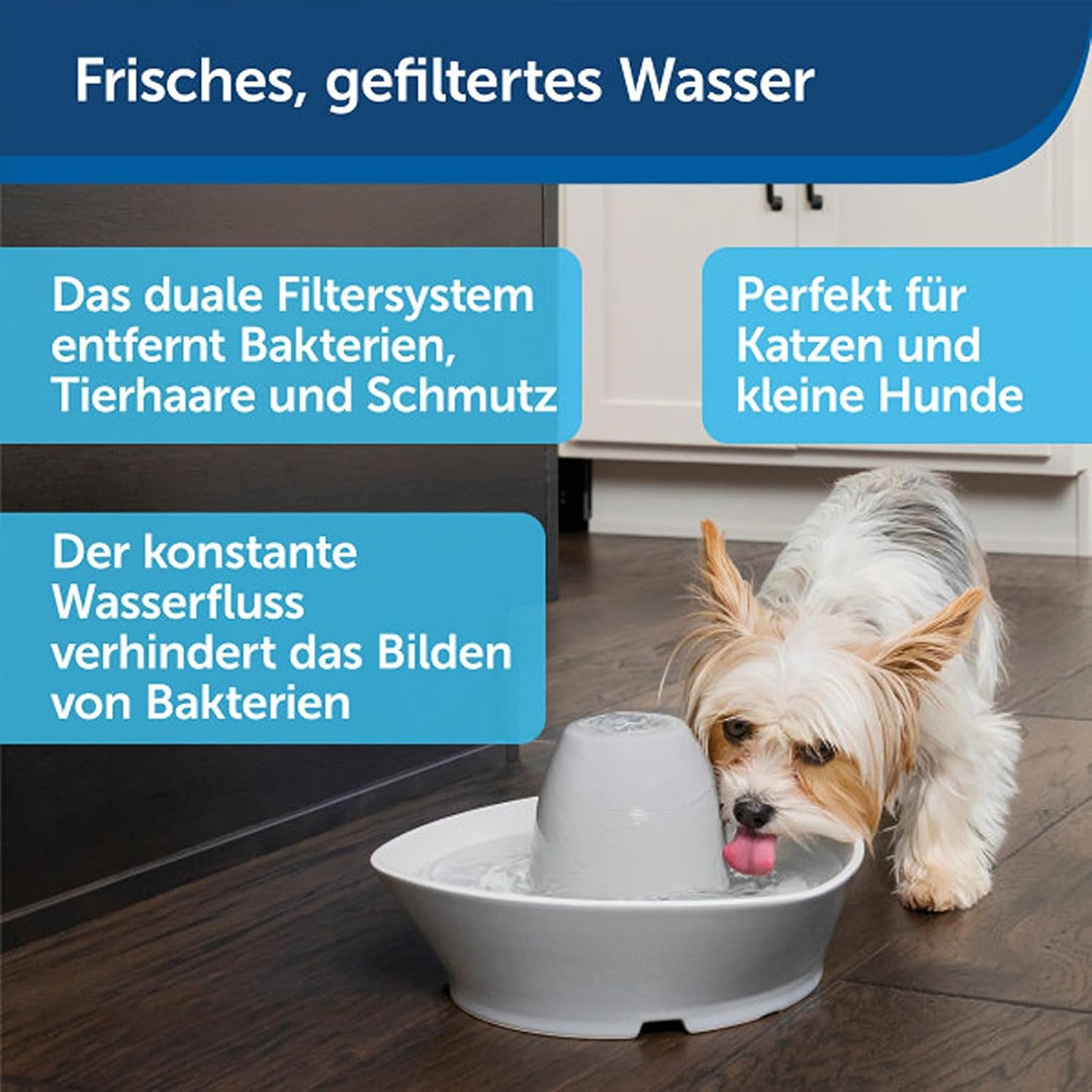 PetSafe Keramik-Trinkbrunnen Streamside, Für Katzen und kleine Hunde geeignet, Leiser Betrieb, 1,8 L