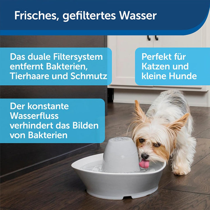 PetSafe Keramik-Trinkbrunnen Streamside, Für Katzen und kleine Hunde geeignet, Leiser Betrieb, 1,8 L
