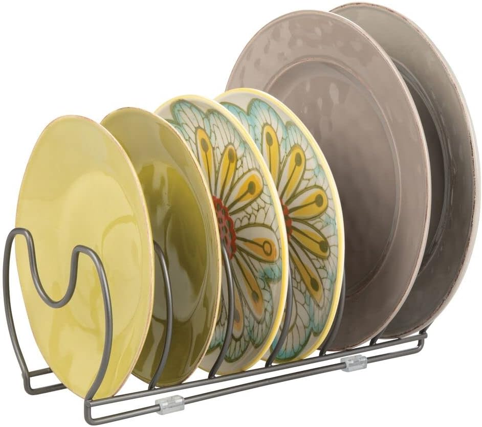 mDesign Geschirrablage für Kochtöpfe, Deckel und Pfannen – kompakter Topfdeckelhalter für den Küchen