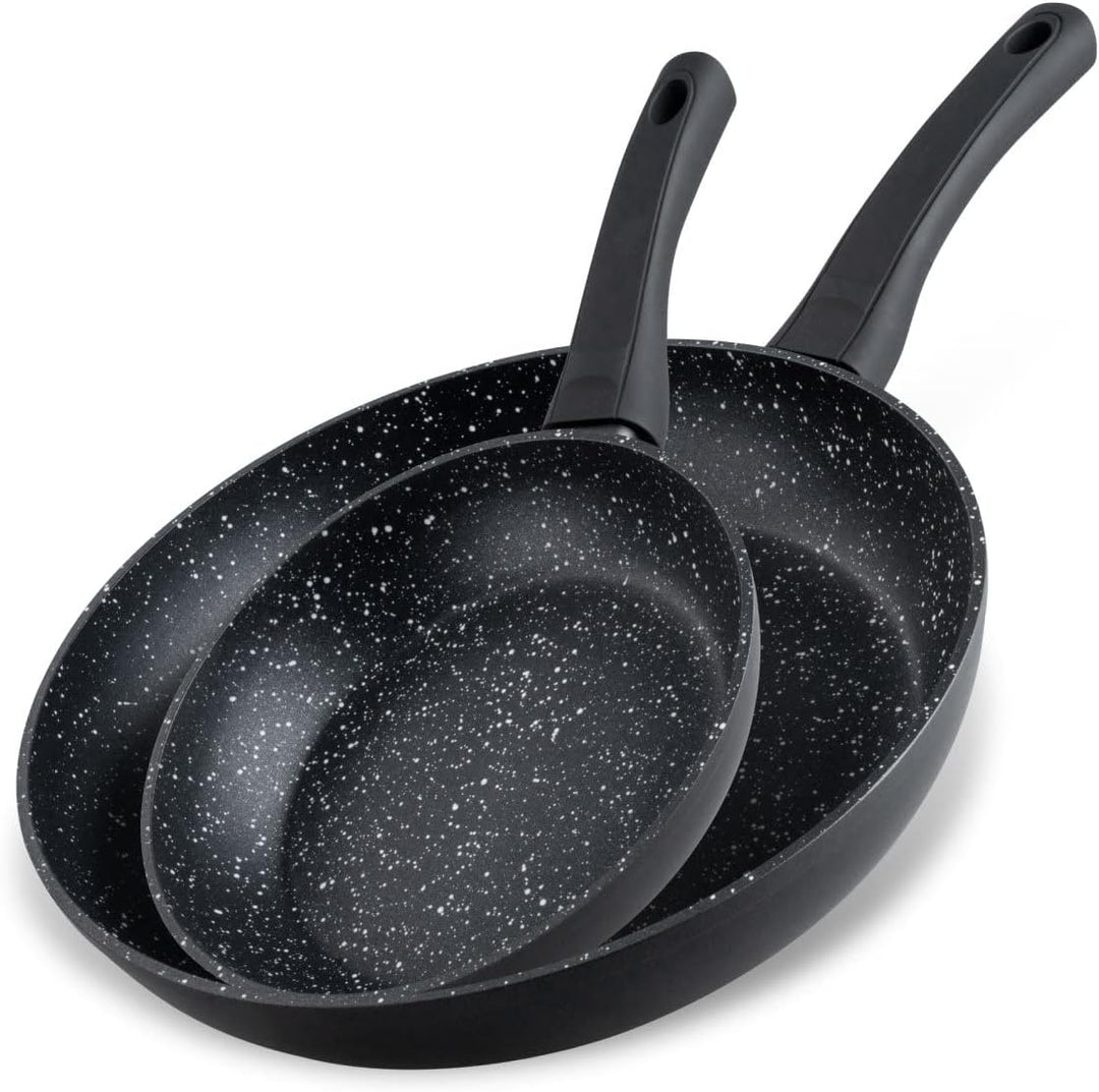 Fackelmann Bratpfannen Set Marble 20 cm & 28 cm, Antihaft-Pfannen aus 90% recyceltem Aluminium mit e
