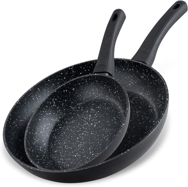 Fackelmann Bratpfannen Set Marble 20 cm & 28 cm, Antihaft-Pfannen aus 90% recyceltem Aluminium mit e